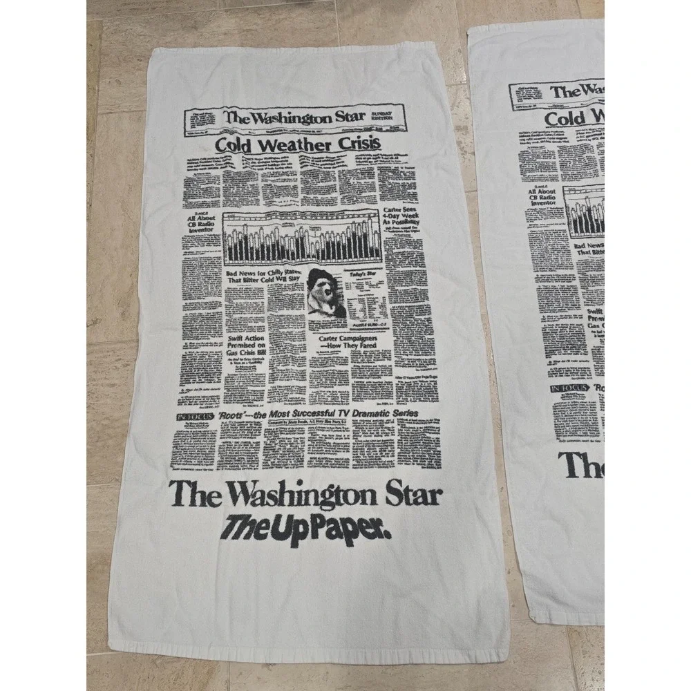 The Washington Star The Cold Weather‎ Crisis Newspaper Towel Beach Bath Set of 2